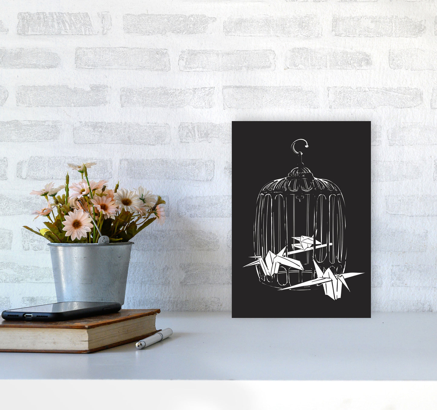 Origami Birds Art Print by Jason Stanley A4 Black Frame