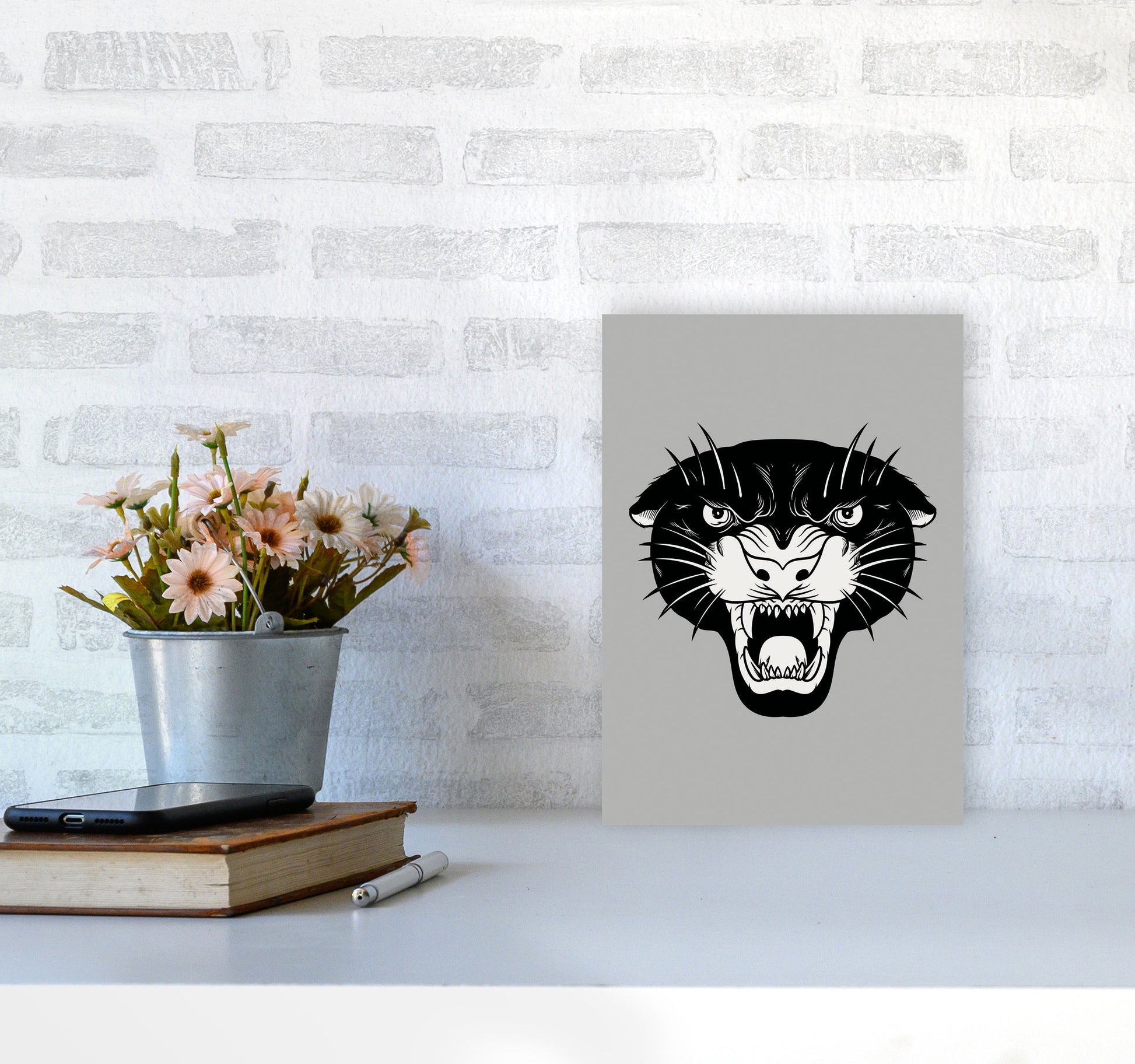Vintage Panther Art Print by Jason Stanley A4 Black Frame