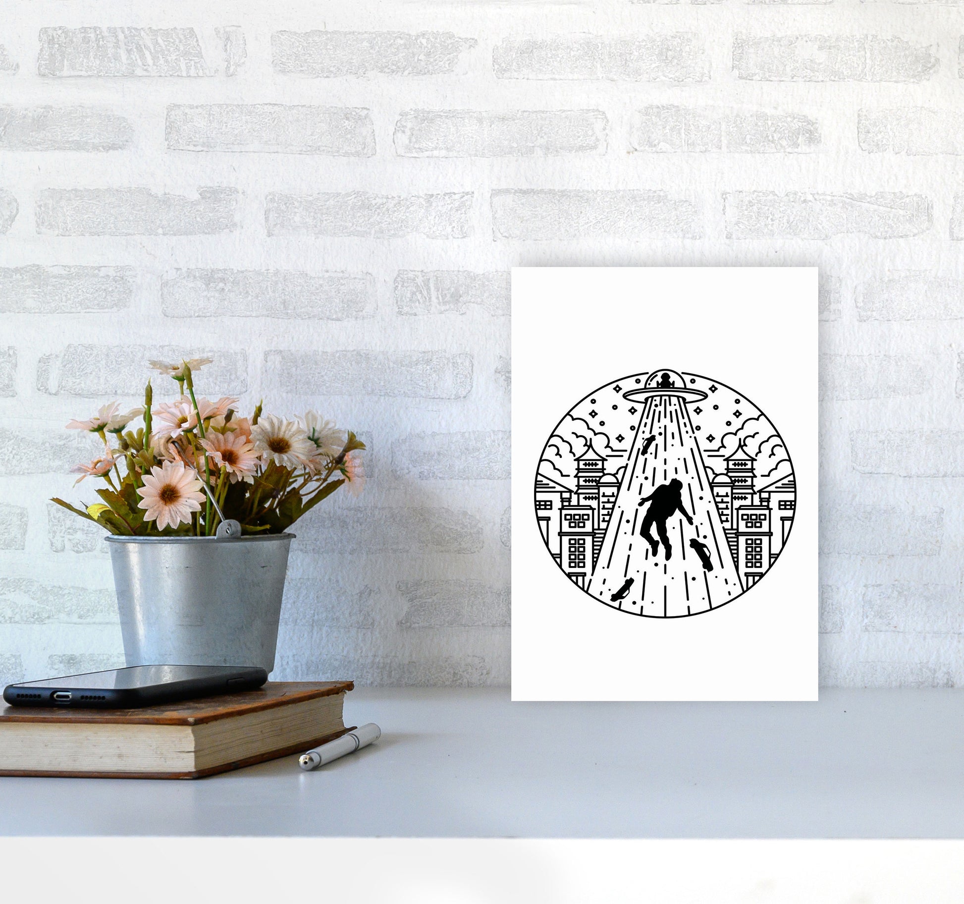 Alien Invasion Art Print by Jason Stanley A4 Black Frame
