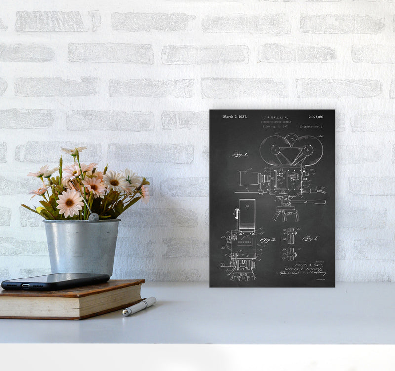Cinema Camera Patent-Chalkboard Art Print by Jason Stanley A4 Black Frame