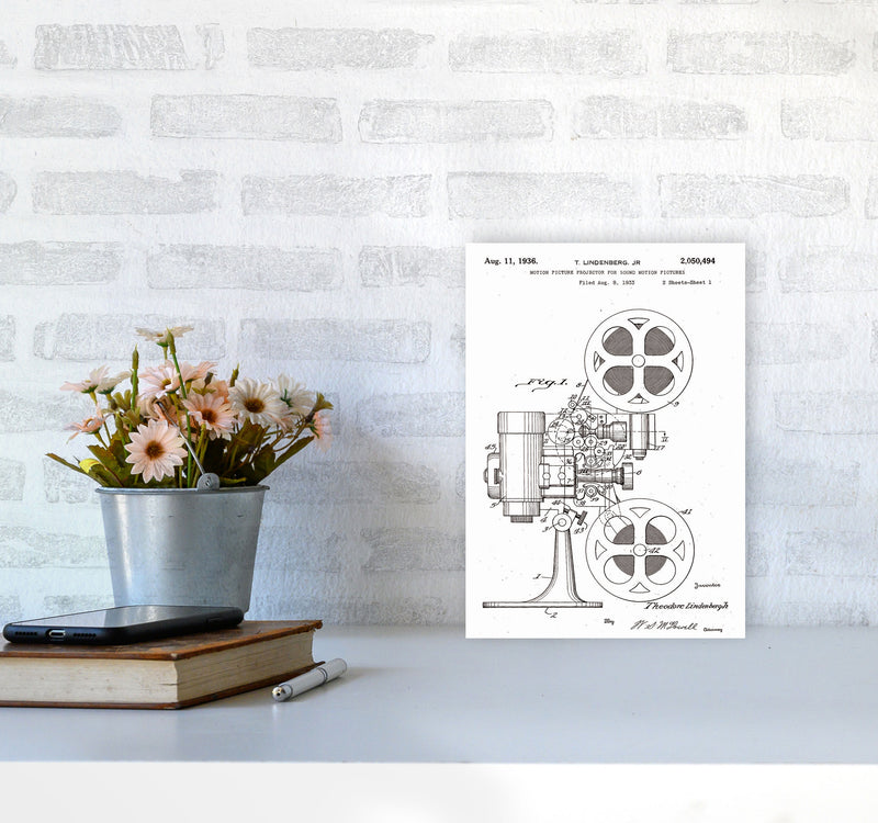Motion Picture Projector Patent Art Print by Jason Stanley A4 Black Frame