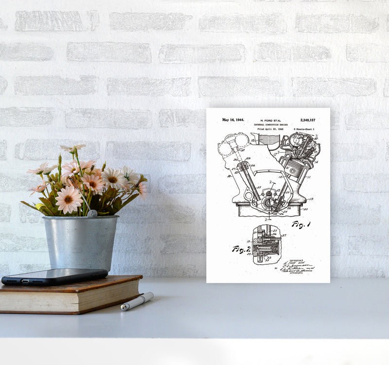 Ford Internal Combustion Engine Patent Art Print by Jason Stanley A4 Black Frame
