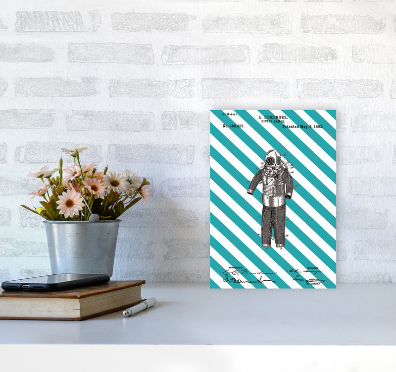 Diving Armor Patent Side Stripe Art Print by Jason Stanley A4 Black Frame