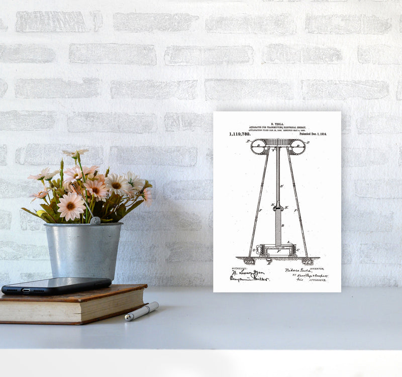 Tesla Electrical Energy Patent Art Print by Jason Stanley A4 Black Frame
