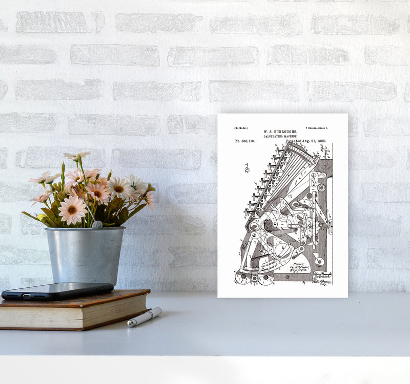 Calculating Machine Patent Art Print by Jason Stanley A4 Black Frame