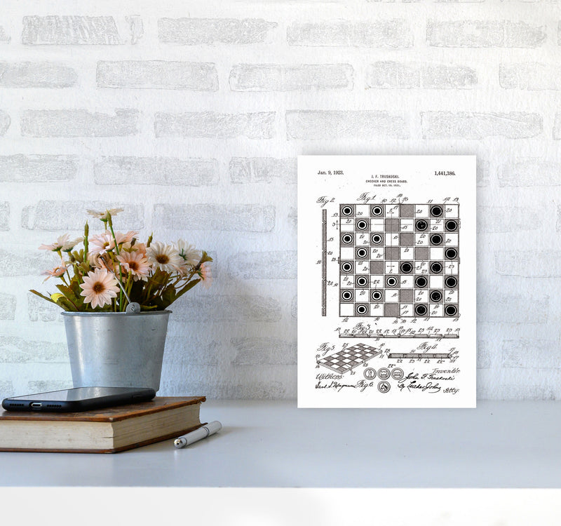 Chess And Checkers Board Patent Art Print by Jason Stanley A4 Black Frame
