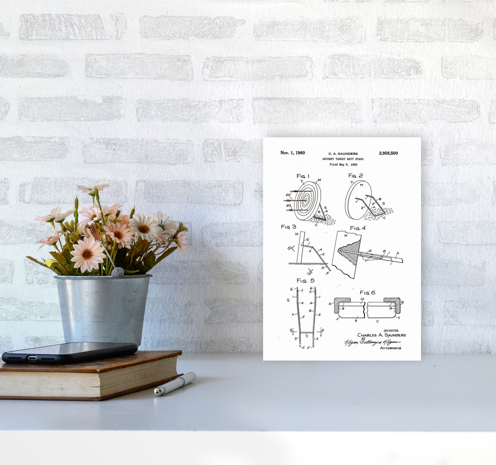Archery Target Stand Patent Art Print by Jason Stanley A4 Black Frame
