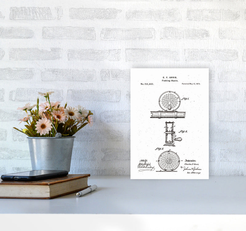 Fly Fishing Reel Patent Art Print by Jason Stanley A4 Black Frame