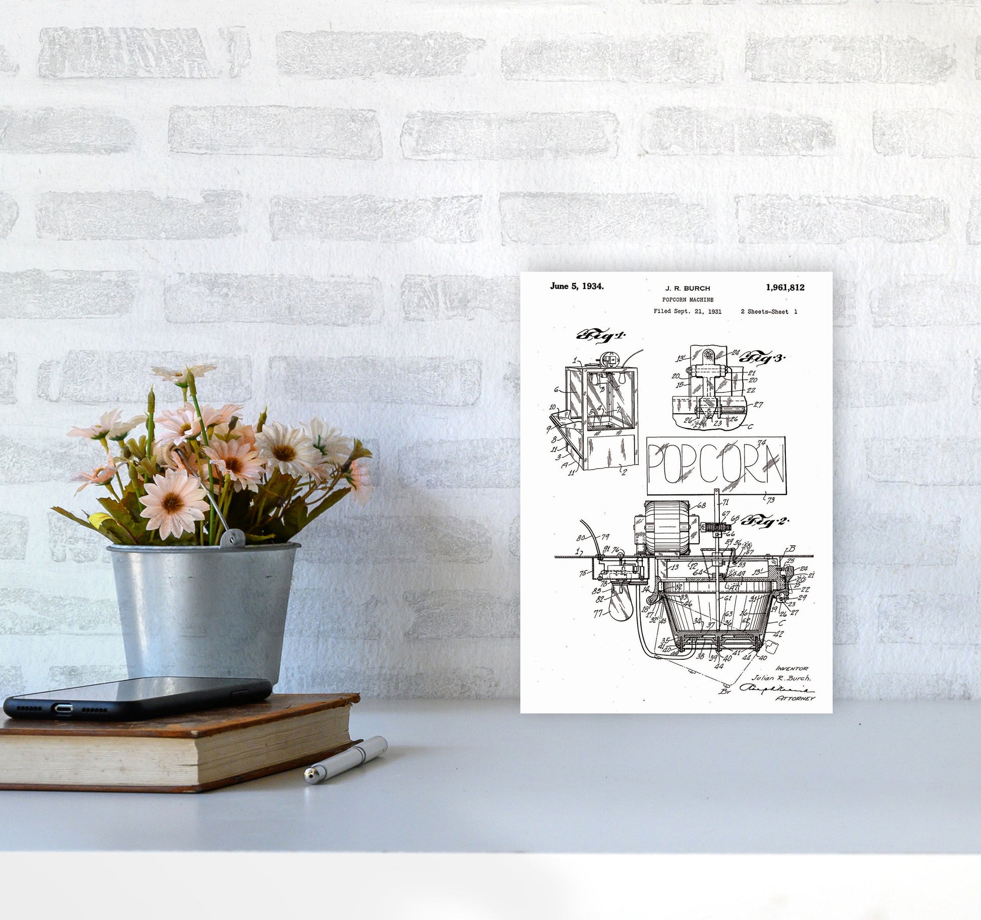 Popcorn Machine Patent 2 Art Print by Jason Stanley A4 Black Frame