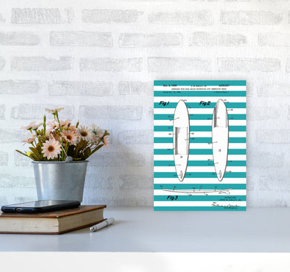 Surfboard Patent Stripe Art Print by Jason Stanley A4 Black Frame