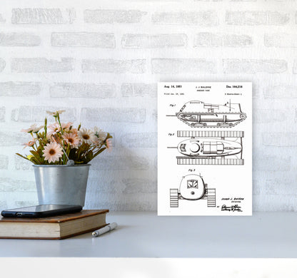 Armored Tank Patent White Art Print by Jason Stanley A4 Black Frame