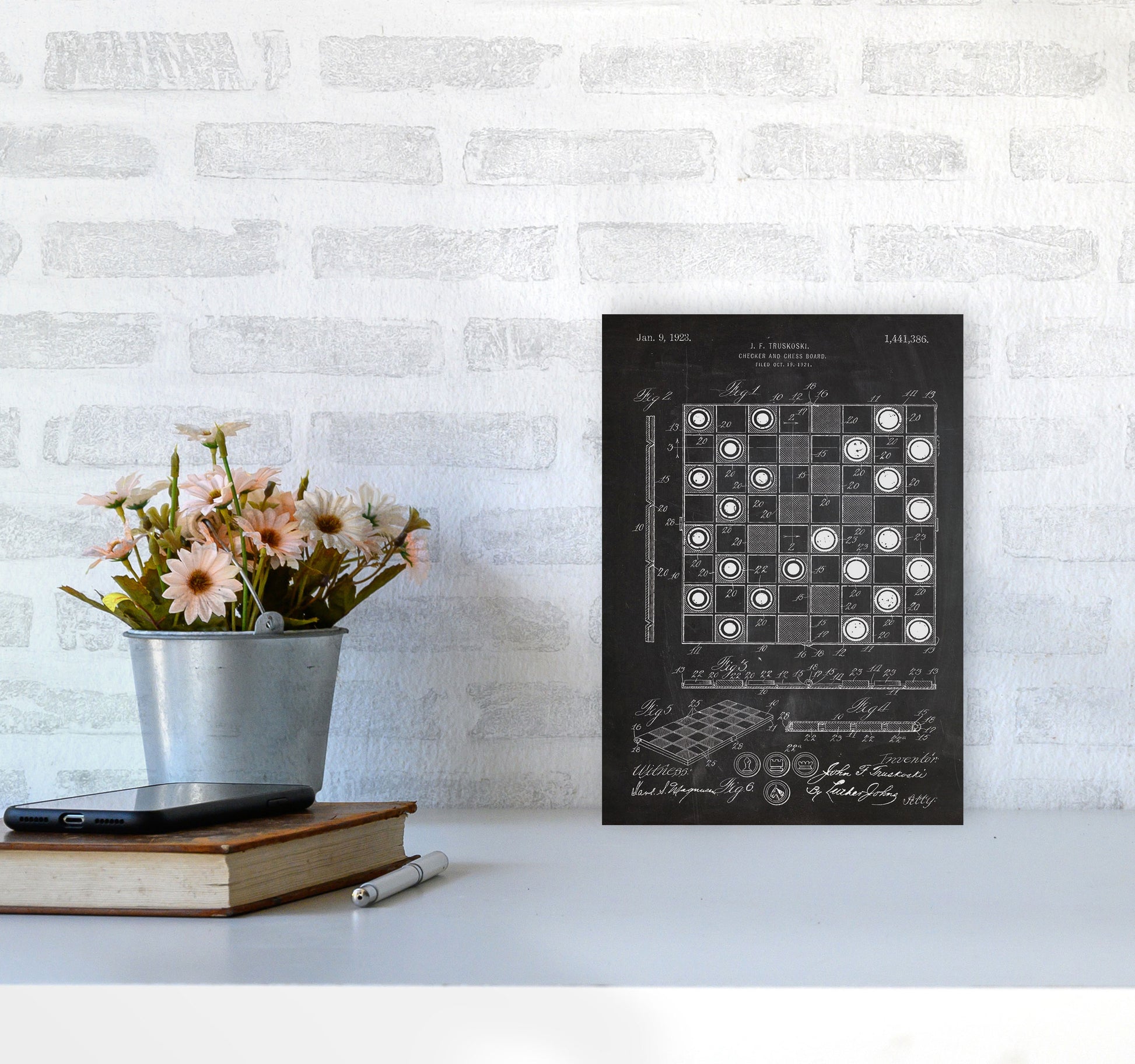 Chess And Checkers Patent Art Print by Jason Stanley A4 Black Frame