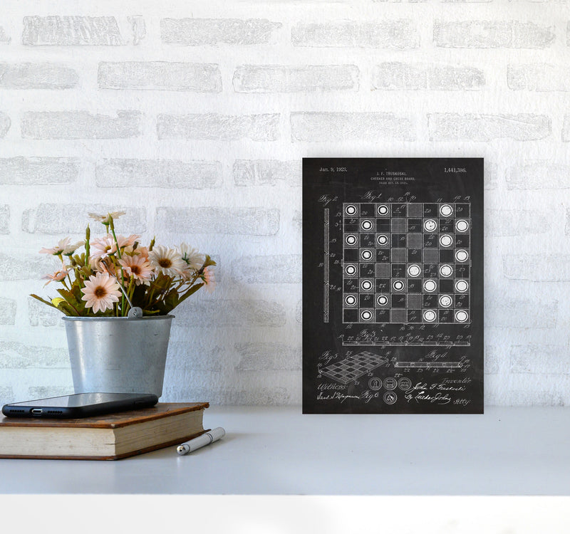 Chess And Checkers Patent Art Print by Jason Stanley A4 Black Frame