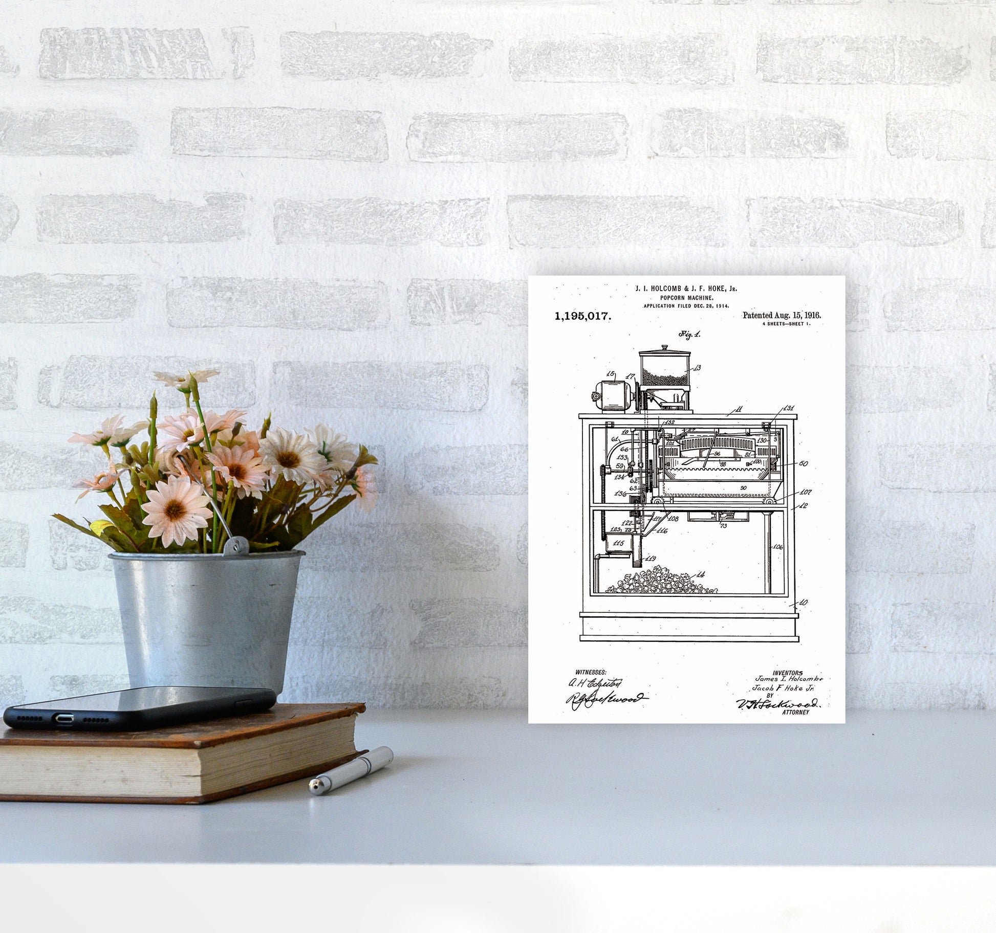 Popcorn Machine Patent Art Print by Jason Stanley A4 Black Frame