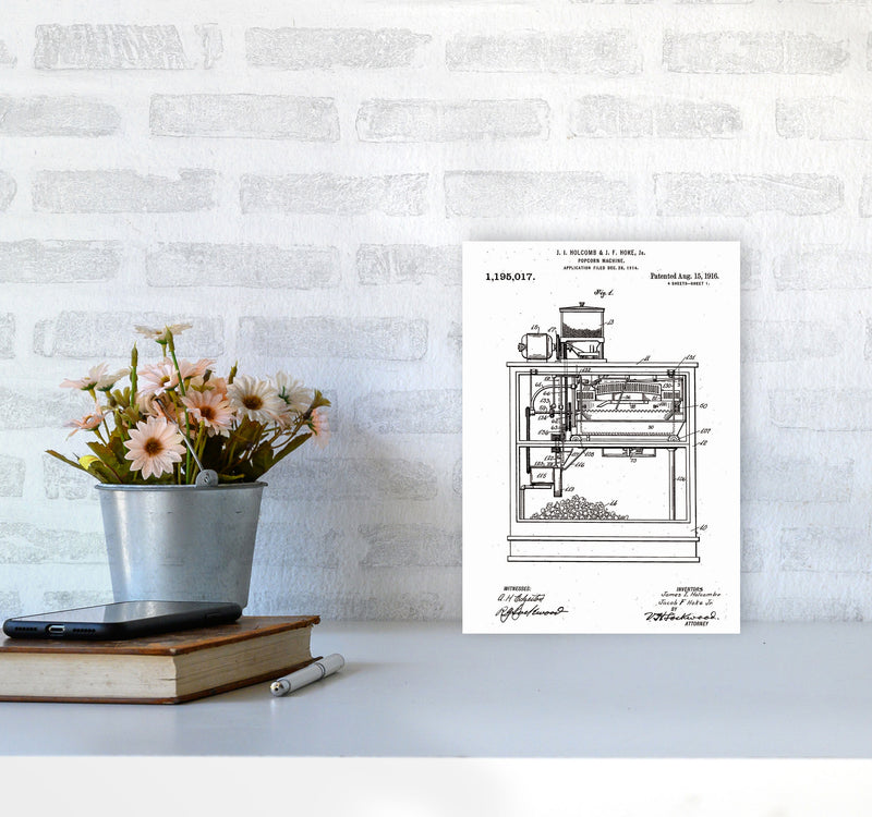 Popcorn Machine Patent Art Print by Jason Stanley A4 Black Frame