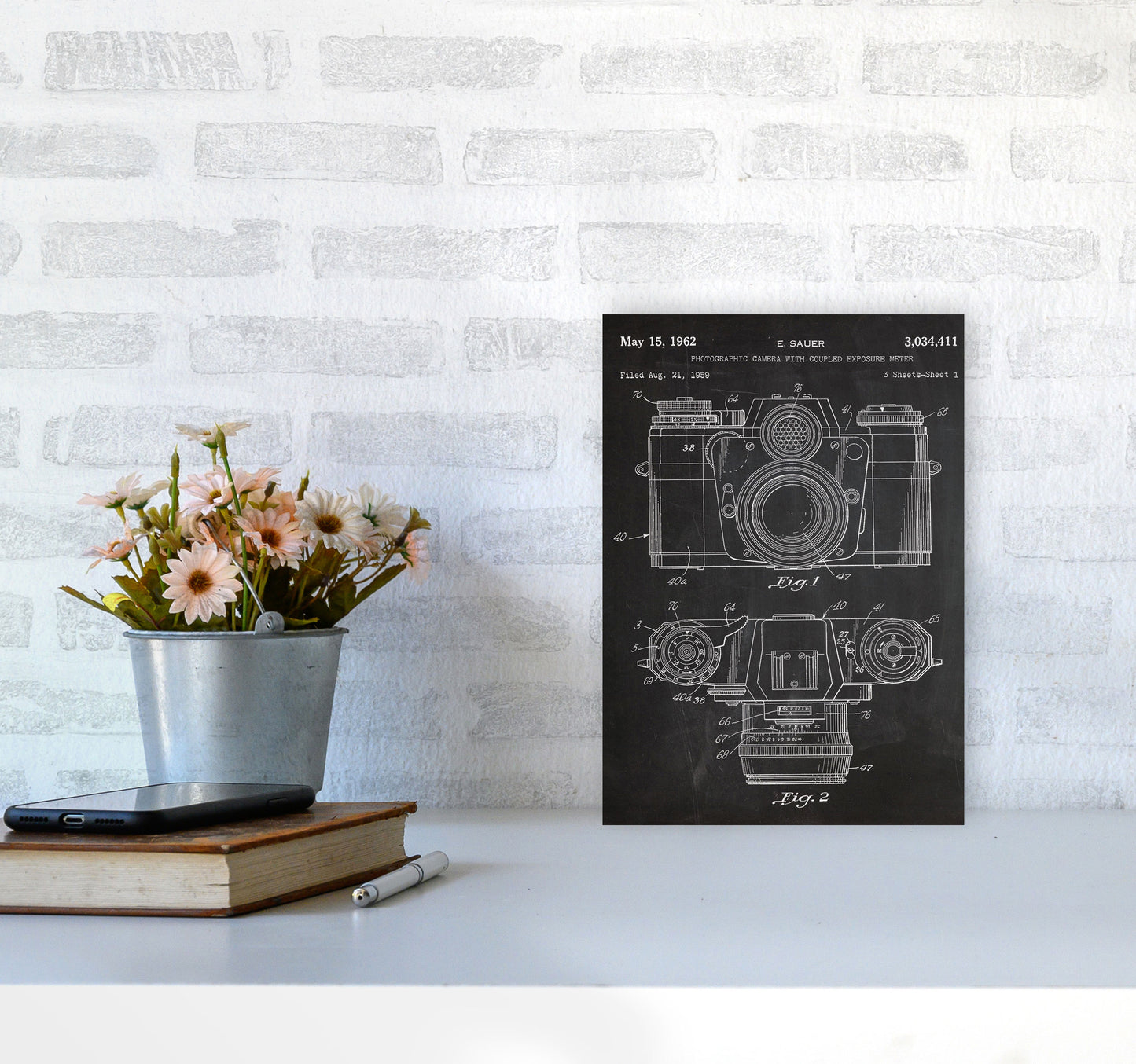 Vintage Camera Patent Art Print by Jason Stanley A4 Black Frame