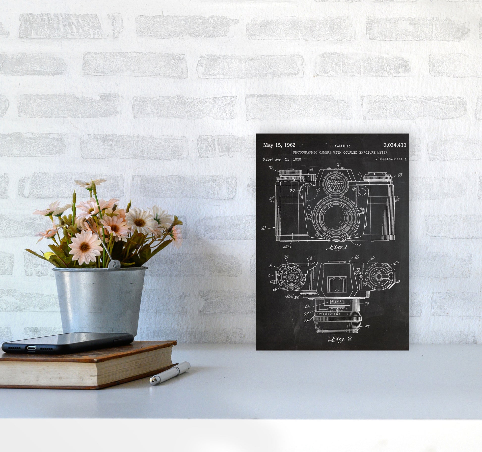 Vintage Camera Patent Art Print by Jason Stanley A4 Black Frame