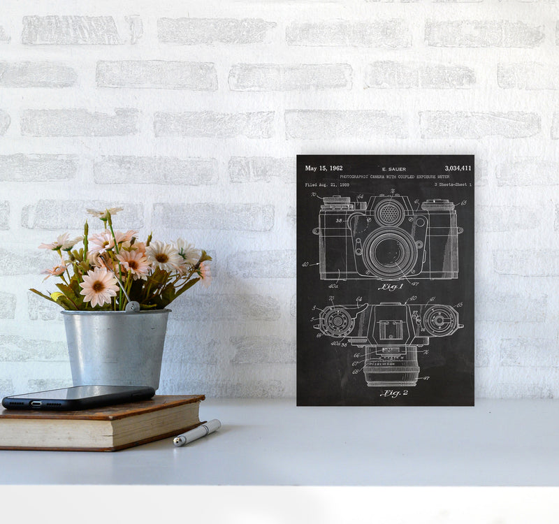 Vintage Camera Patent Art Print by Jason Stanley A4 Black Frame