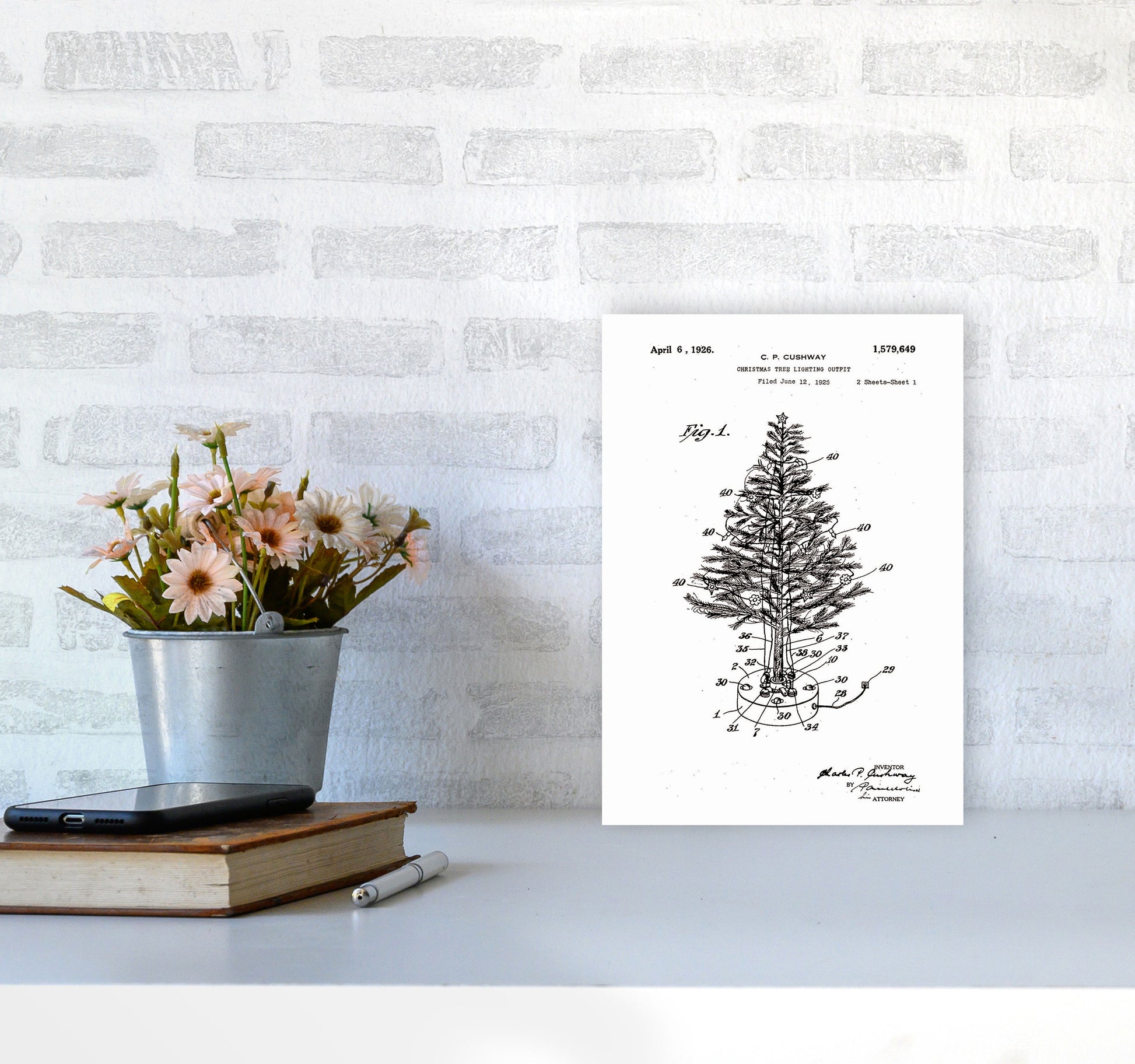 Christmas Tree Patent Art Print by Jason Stanley A4 Black Frame