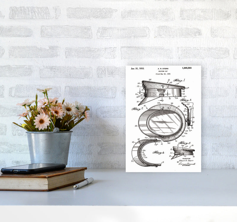 Police Man Hat Patent Art Print by Jason Stanley A4 Black Frame