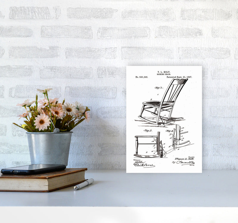 Rocking Chair Patent Art Print by Jason Stanley A4 Black Frame