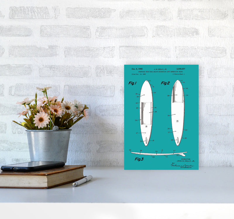 Surfboard Patent Blue Art Print by Jason Stanley A4 Black Frame