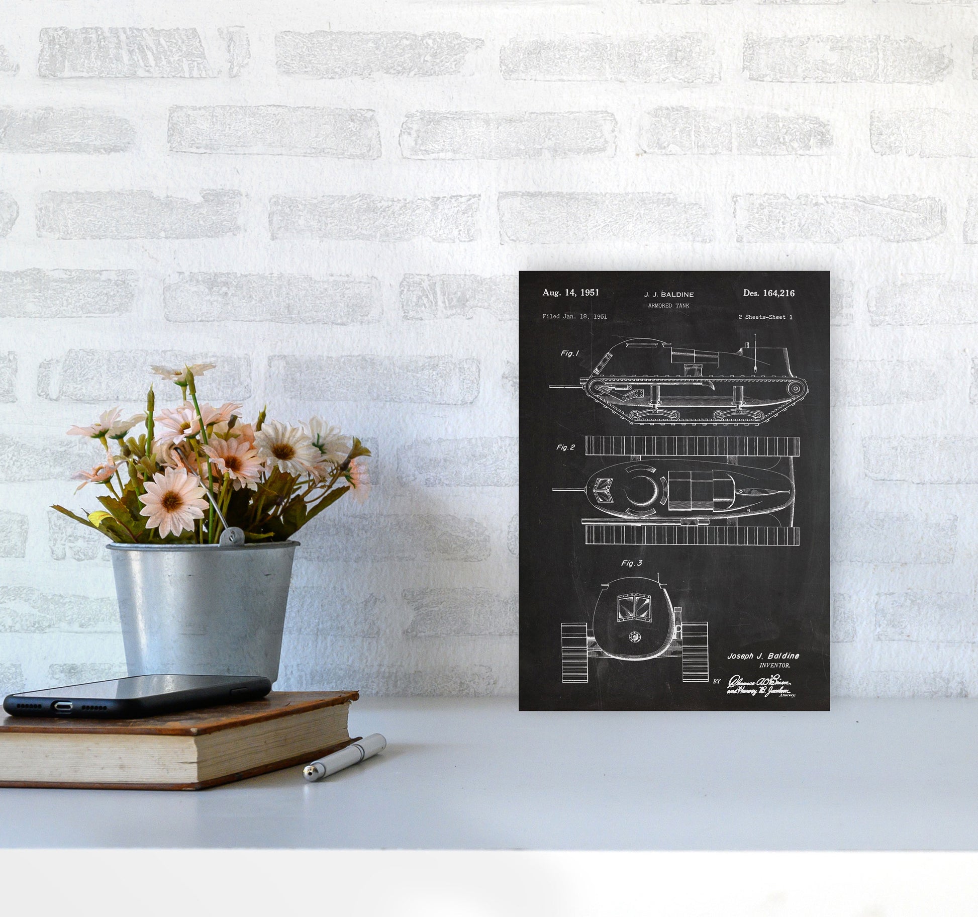 Armored Tank Patent Art Print by Jason Stanley A4 Black Frame