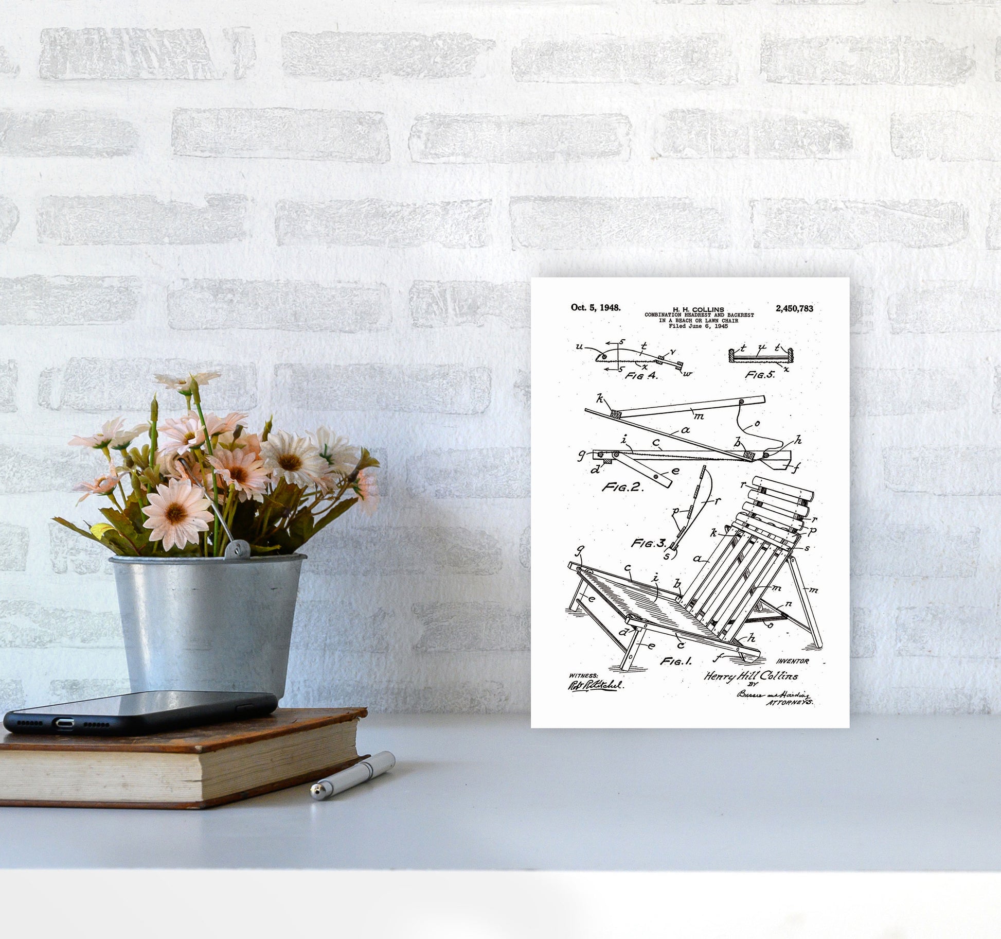 Beach Chair Patent Art Print by Jason Stanley A4 Black Frame