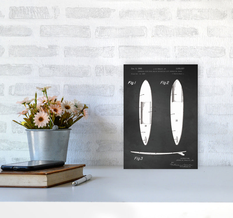 Surfboard Patent 1 Art Print by Jason Stanley A4 Black Frame