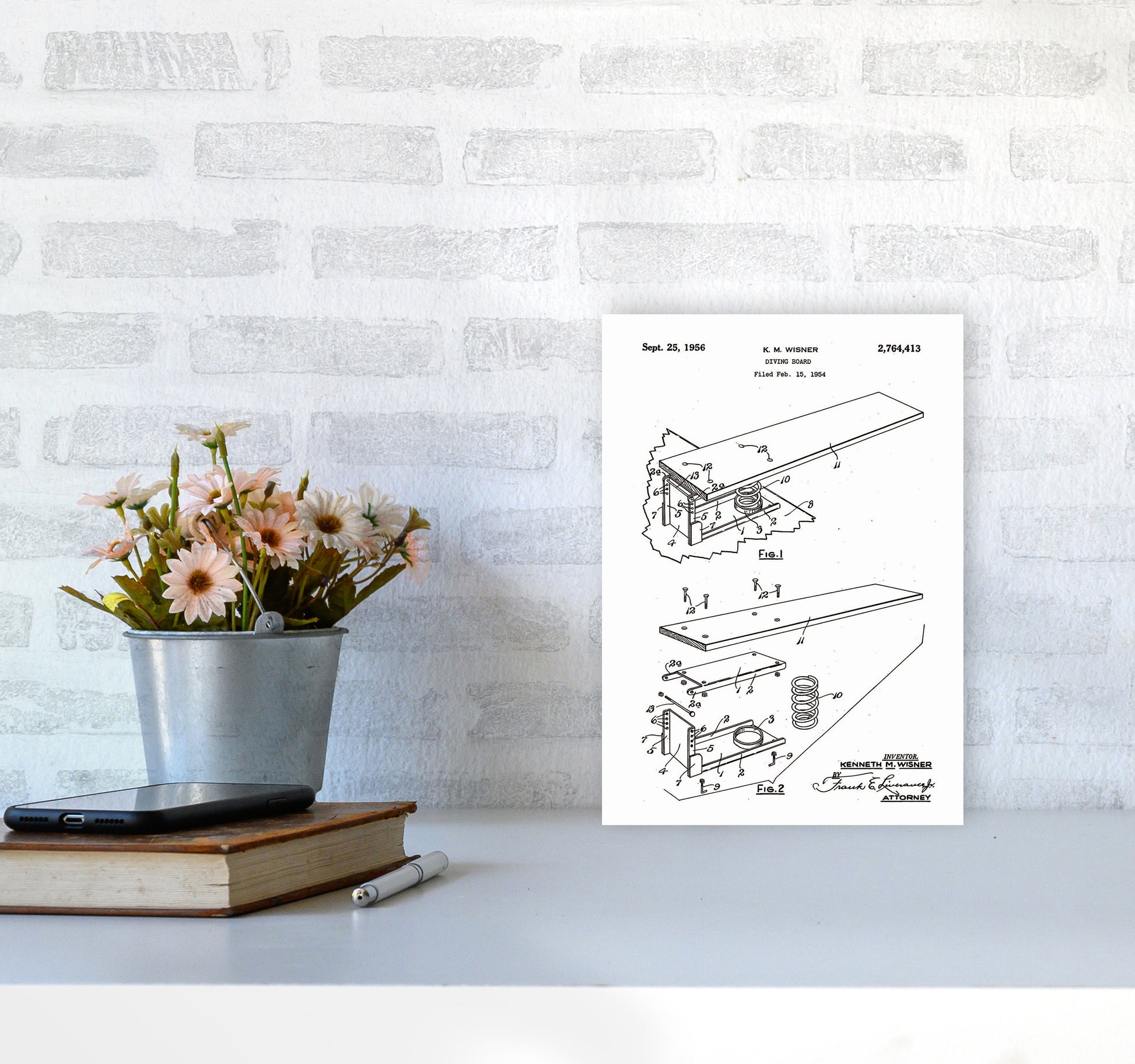 Diving Board Patent Art Print by Jason Stanley A4 Black Frame