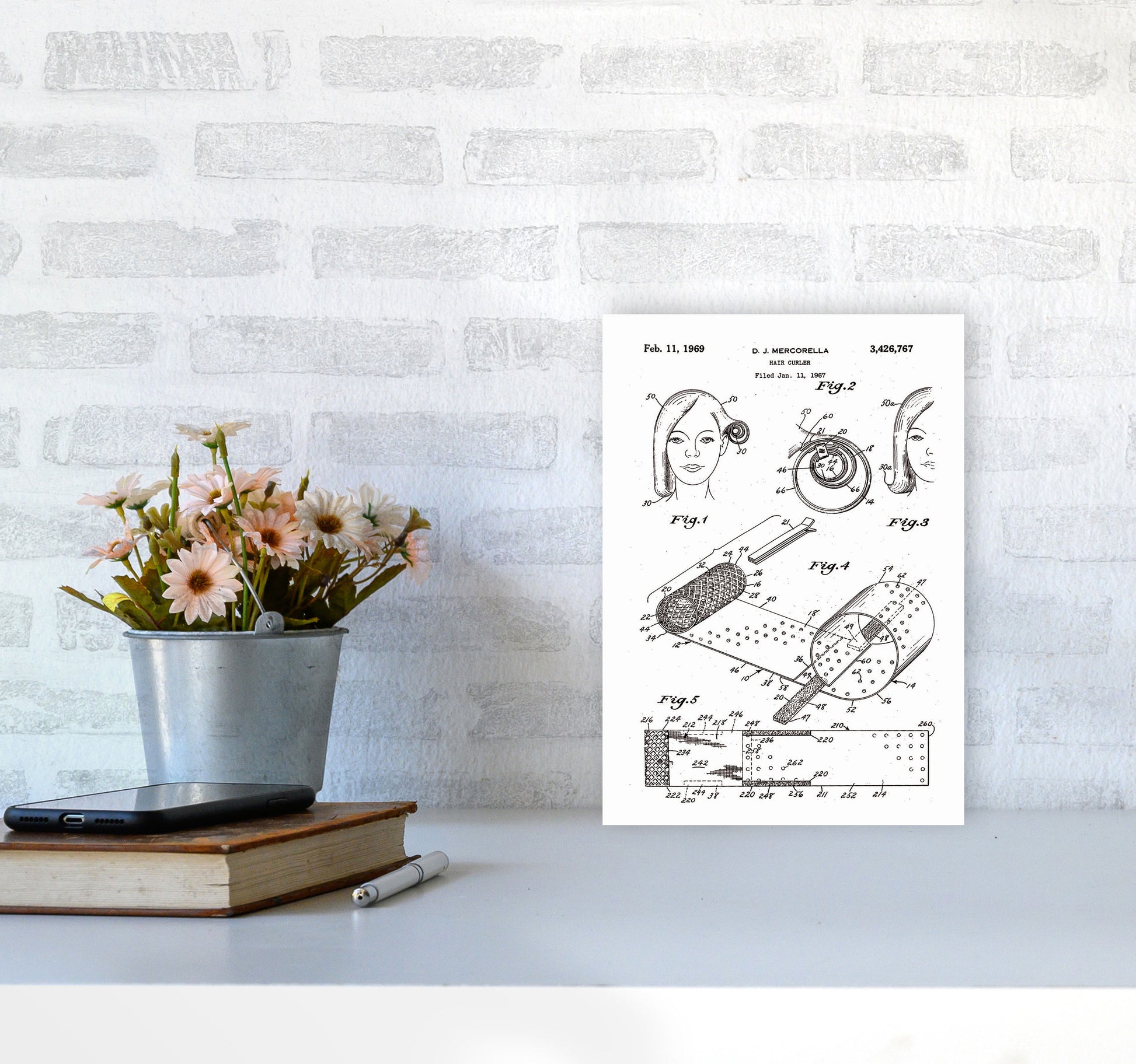 Hair Curler Patent Art Print by Jason Stanley A4 Black Frame
