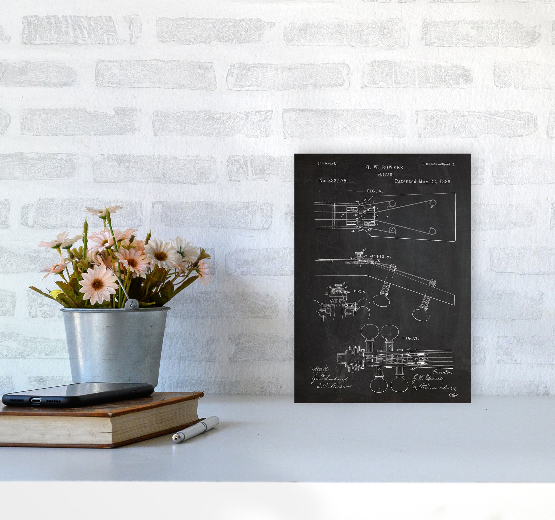 Guitar Neck Patent Art Print by Jason Stanley A4 Black Frame
