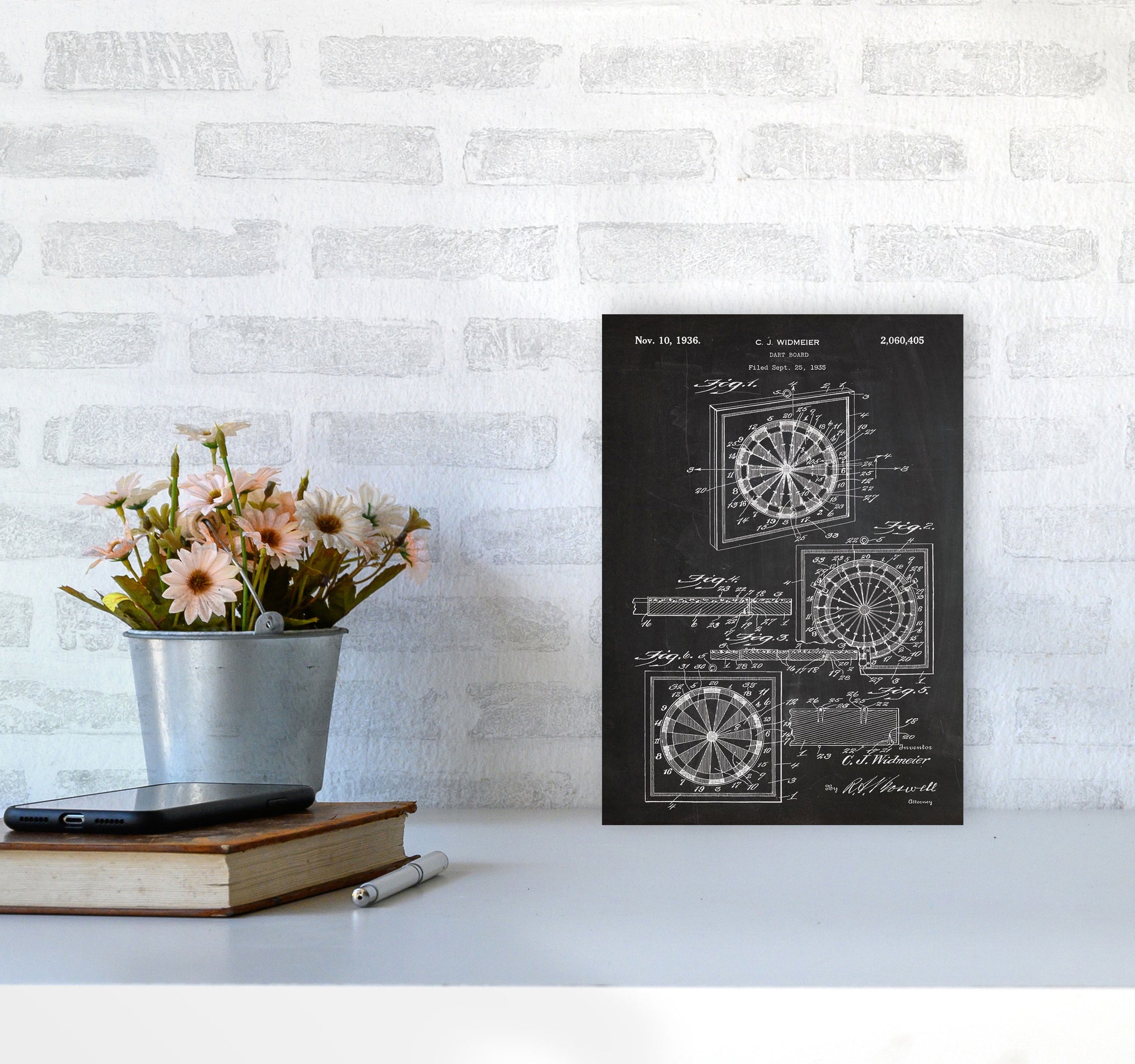 Dart Board Patent Art Print by Jason Stanley A4 Black Frame