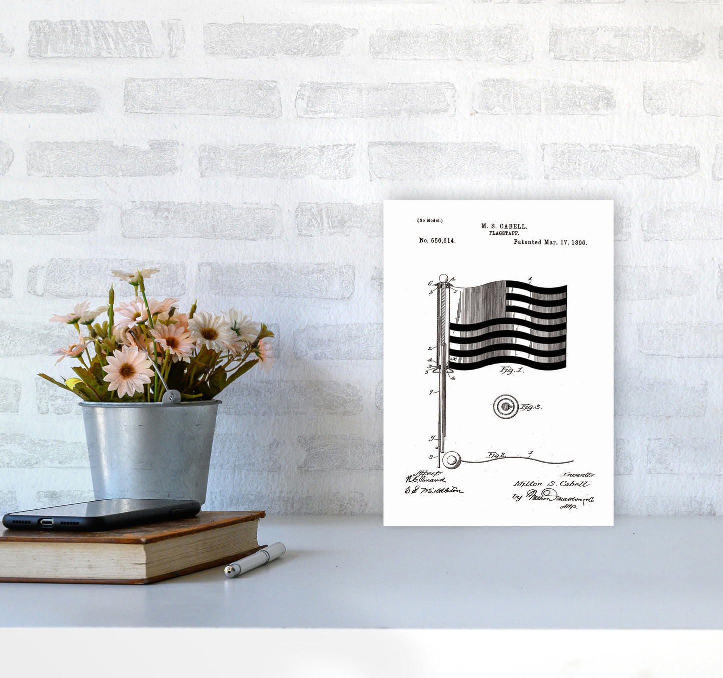Flagstaff Patent Art Print by Jason Stanley A4 Black Frame