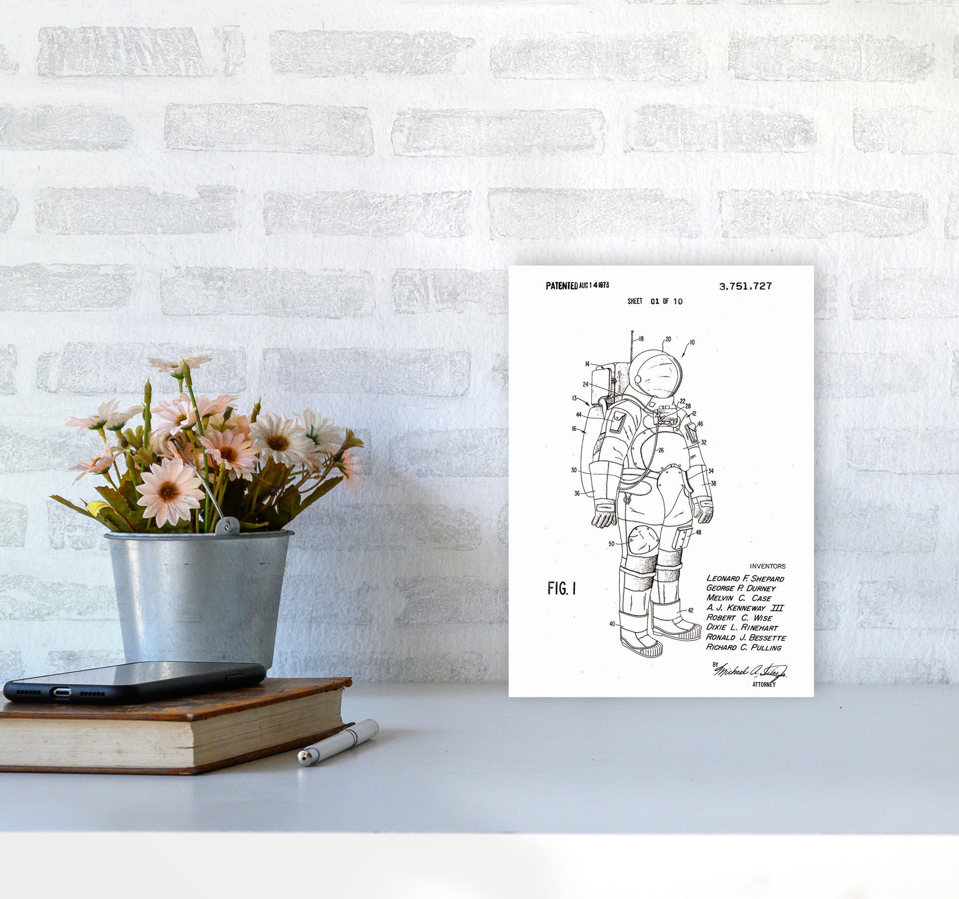 Spacesuit Patent Art Print by Jason Stanley A4 Black Frame
