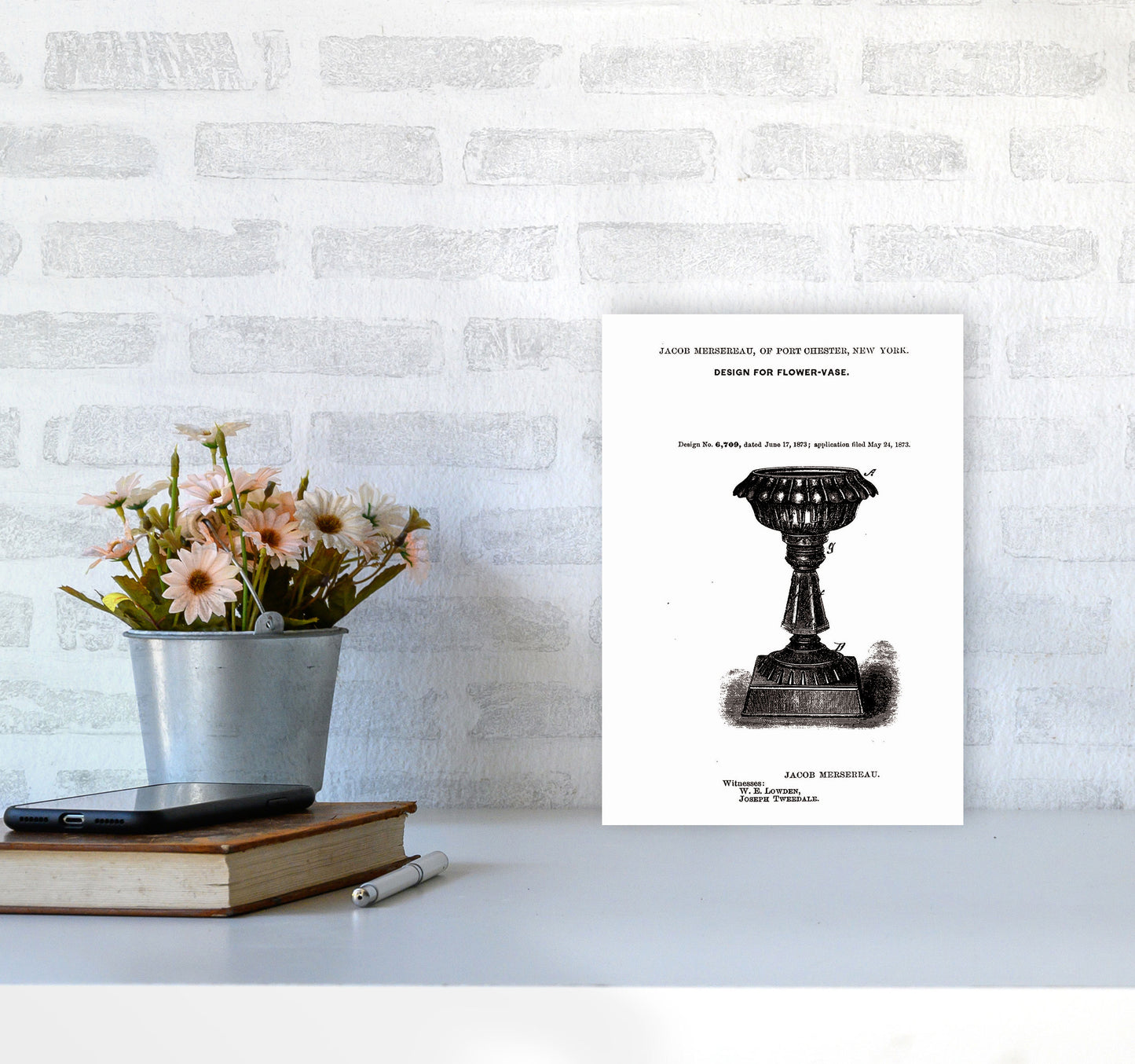 Flower Vase Patent Art Print by Jason Stanley A4 Black Frame