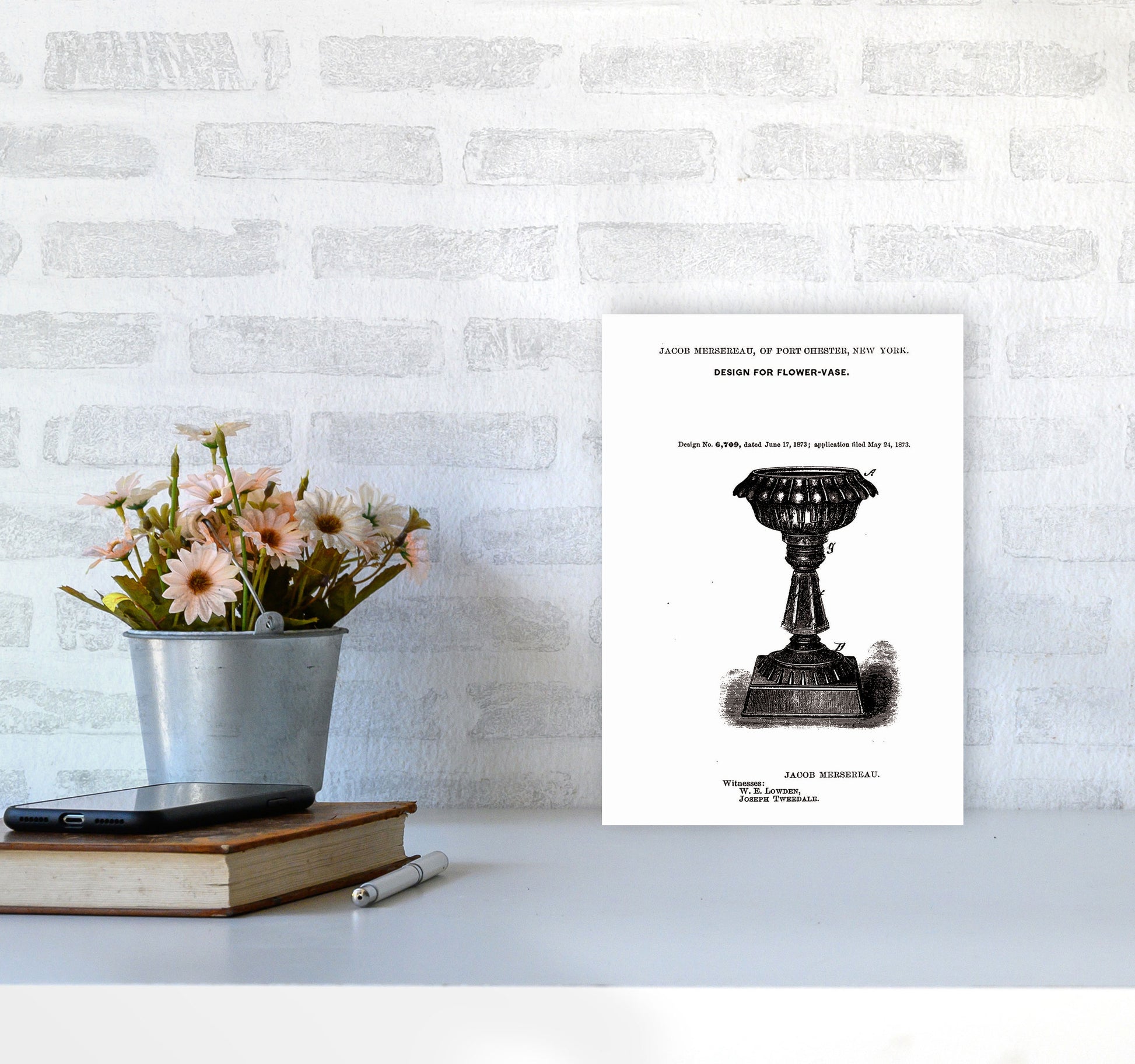 Flower Vase Patent Art Print by Jason Stanley A4 Black Frame