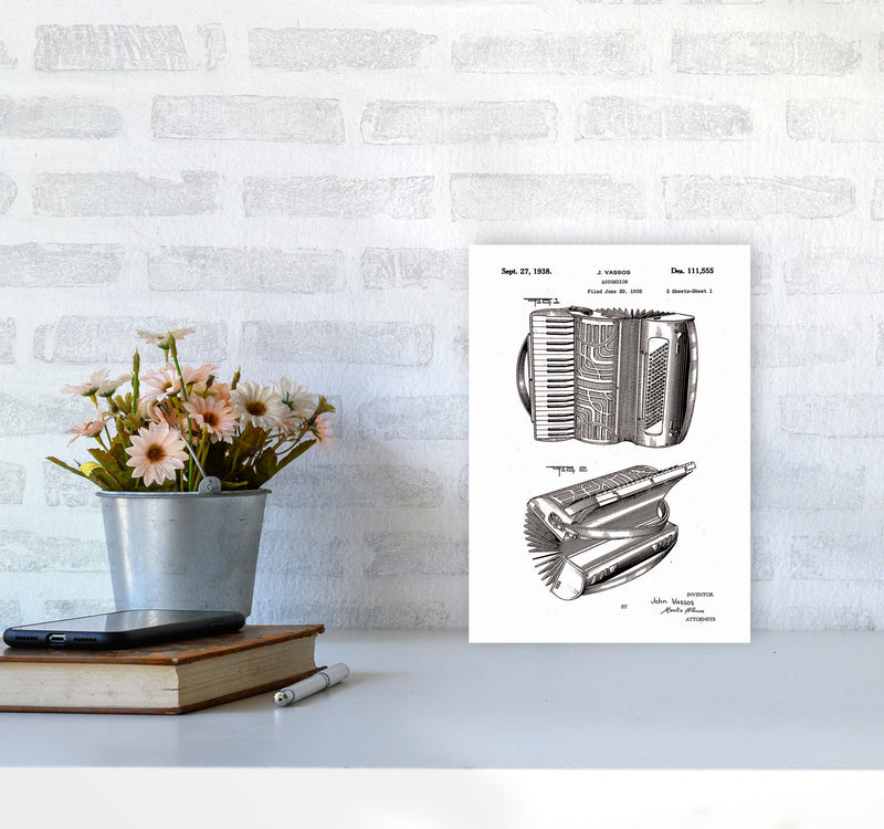 Accordian Patent Art Print by Jason Stanley A4 Black Frame