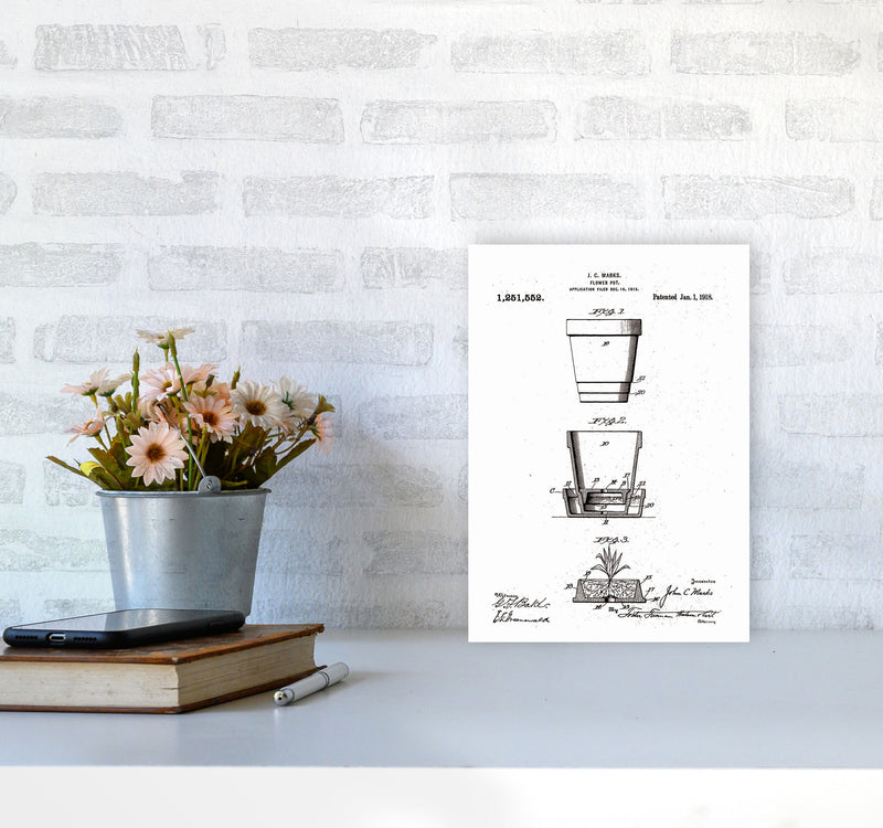 Flower Pot Patent Art Print by Jason Stanley A4 Black Frame