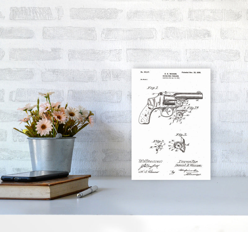 Revolver Patent Art Print by Jason Stanley A4 Black Frame
