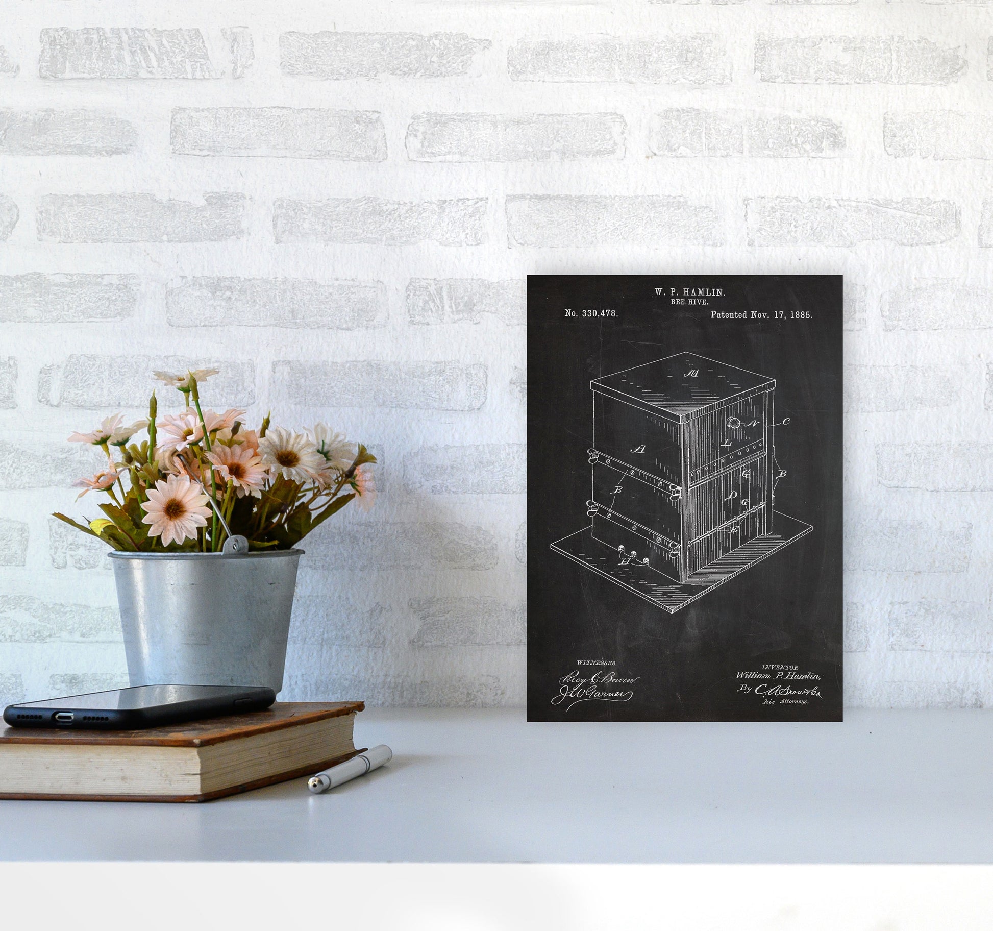 Bee Hive Patent Art Print by Jason Stanley A4 Black Frame