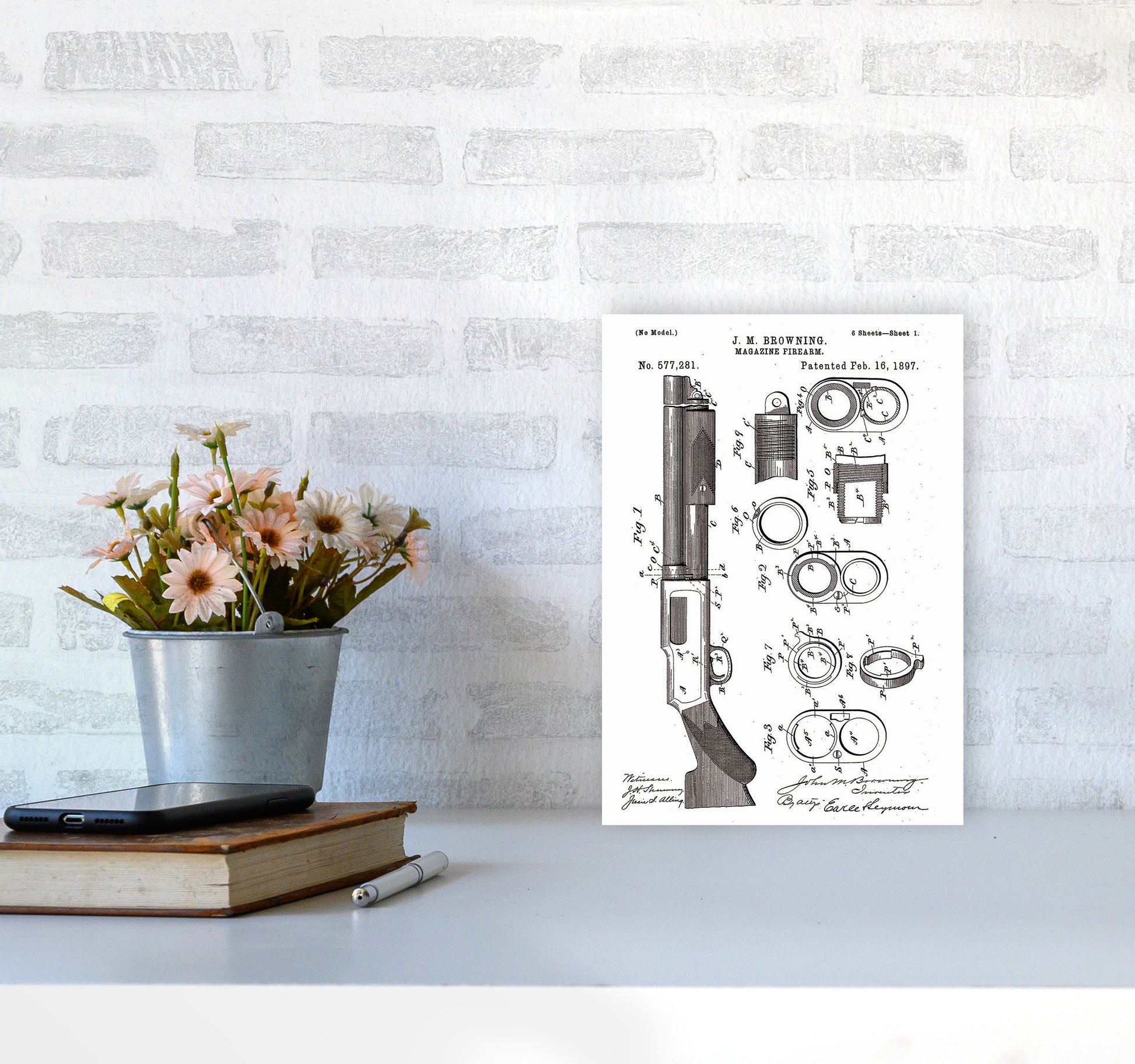 Shotgun Patent Art Print by Jason Stanley A4 Black Frame