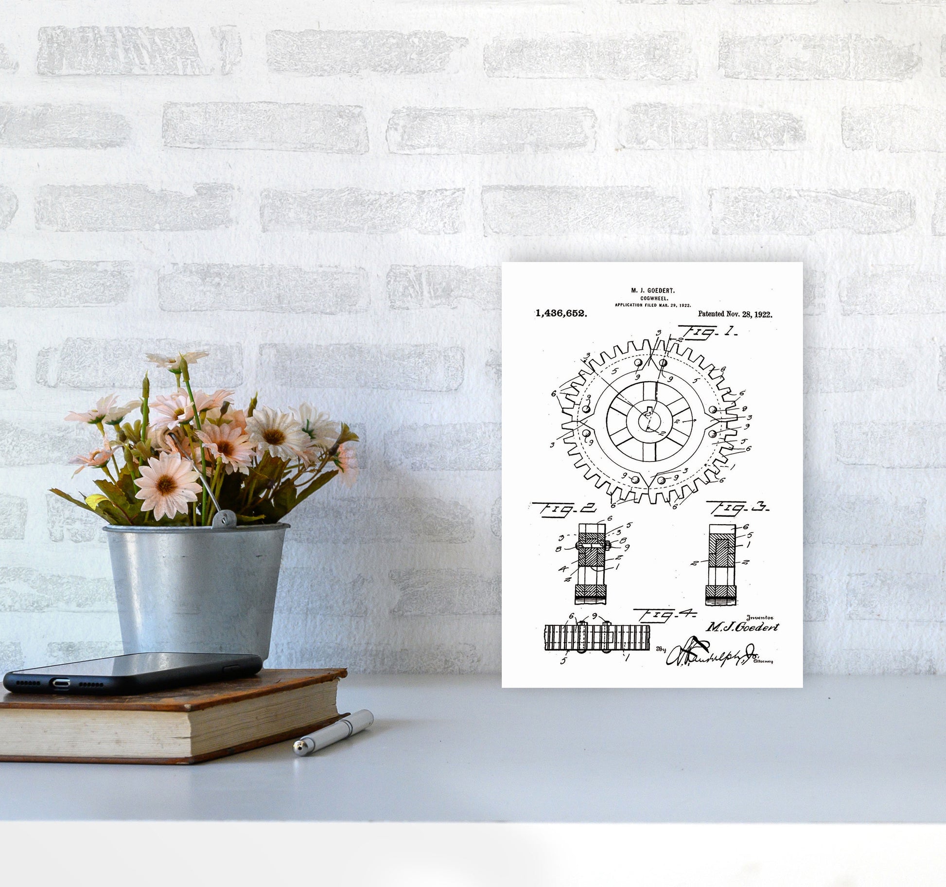 Cogwheel Patent Art Print by Jason Stanley A4 Black Frame