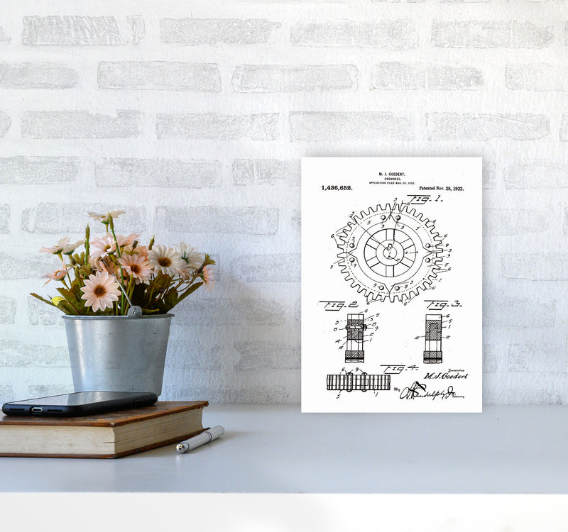 Cogwheel Patent Art Print by Jason Stanley A4 Black Frame