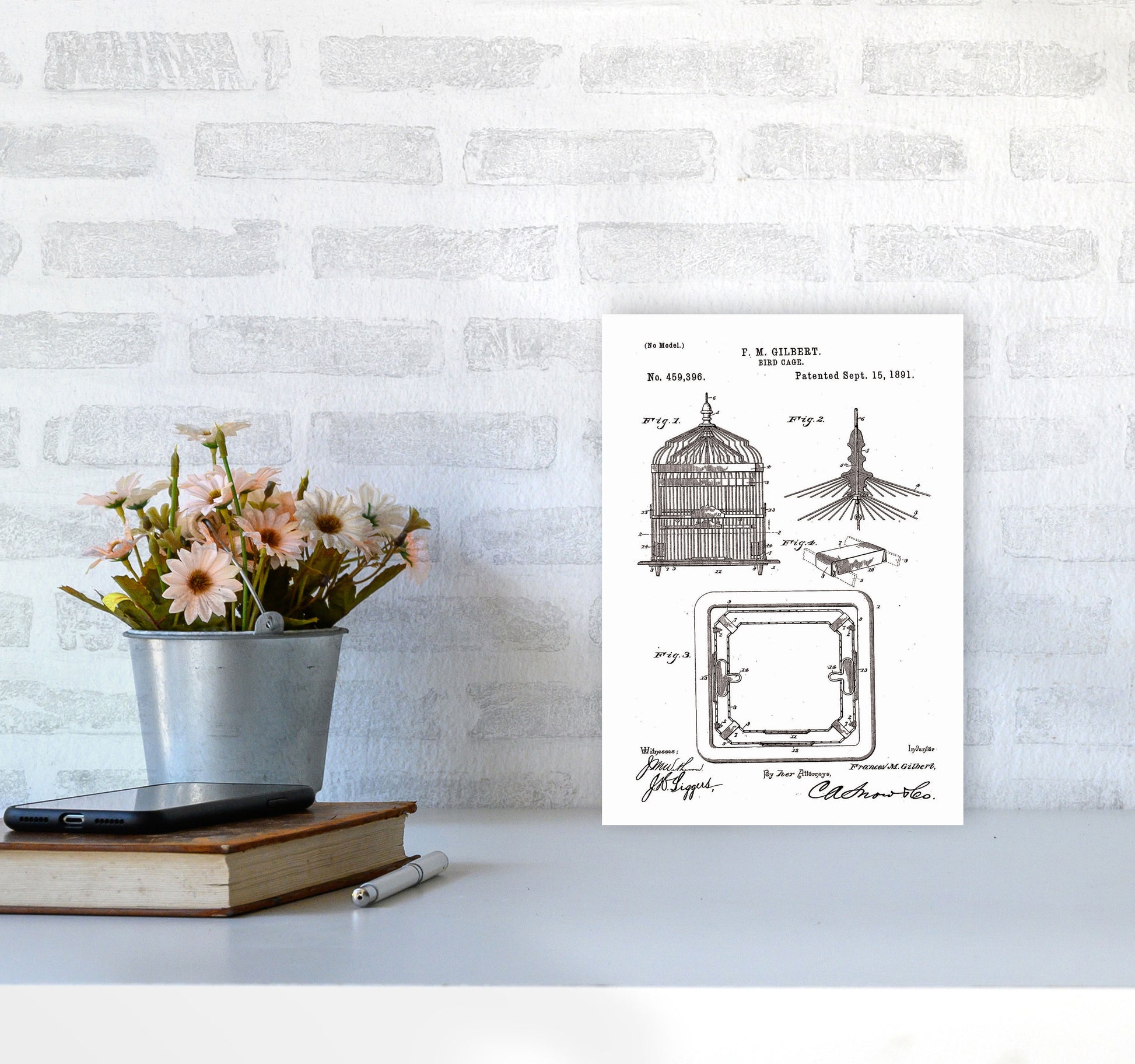 Bird Cage Patent Art Print by Jason Stanley A4 Black Frame