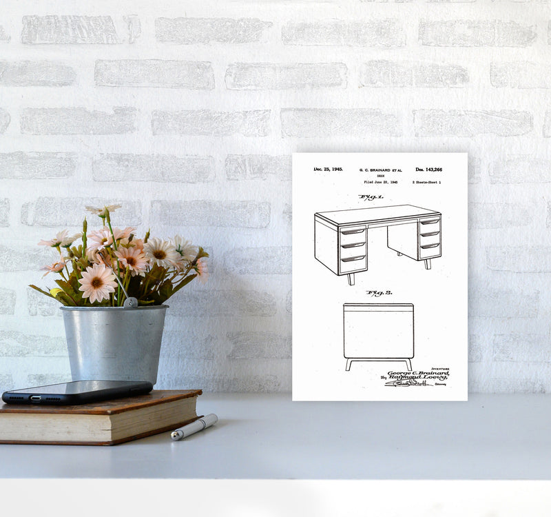 Desk Patent Art Print by Jason Stanley A4 Black Frame