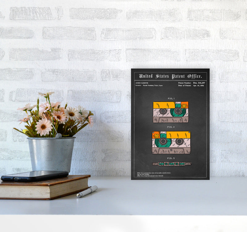Casette Tape Art Print by Jason Stanley A4 Black Frame