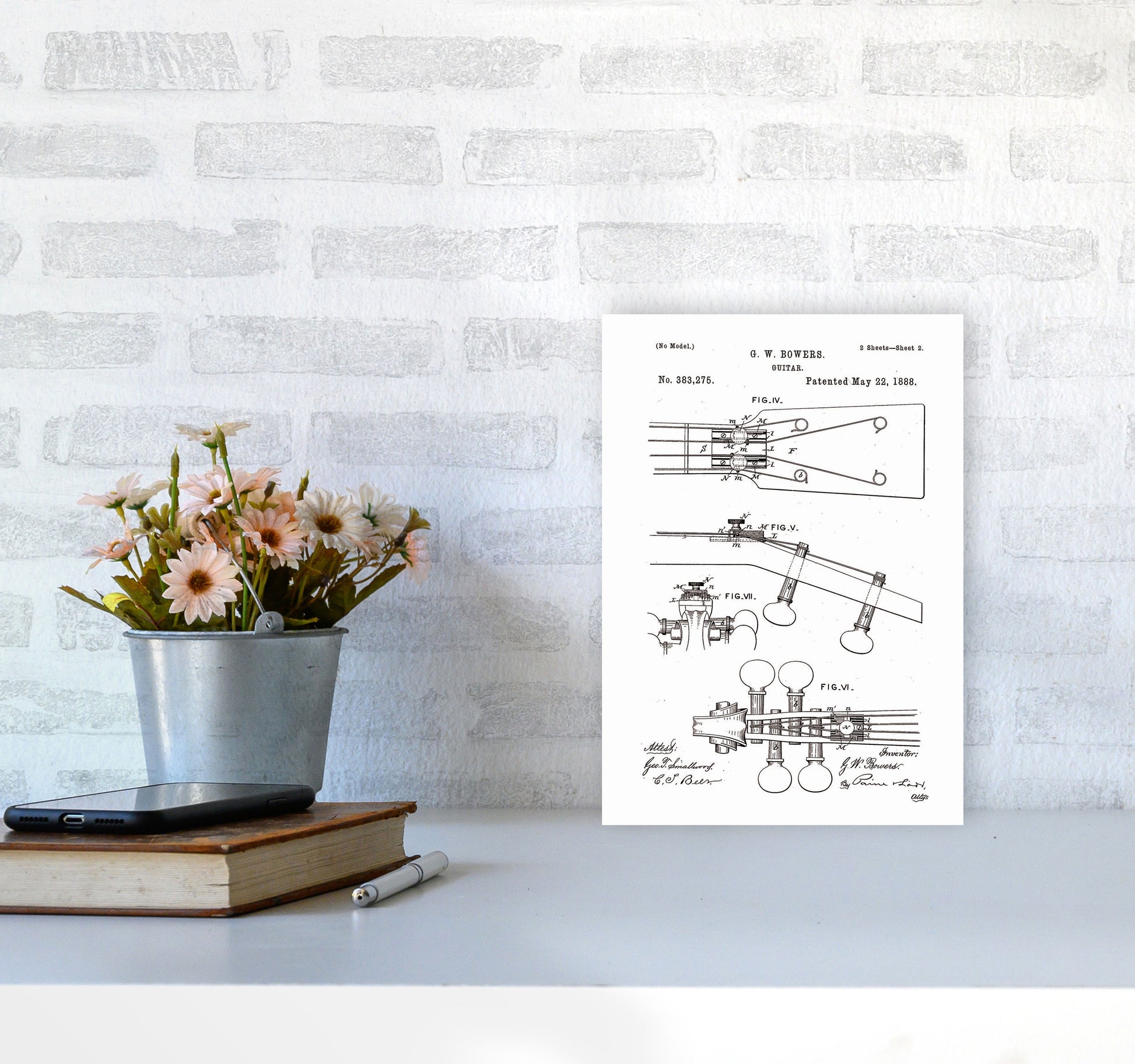 Guitar Patent Art Print by Jason Stanley A4 Black Frame