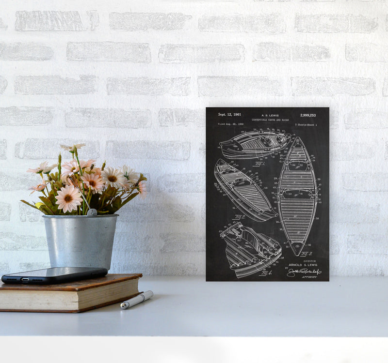 Canoe Patent Art Print by Jason Stanley A4 Black Frame