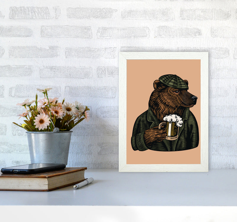Frosty The Bear With A Frosty Beer Art Print by Jason Stanley A4 Oak Frame